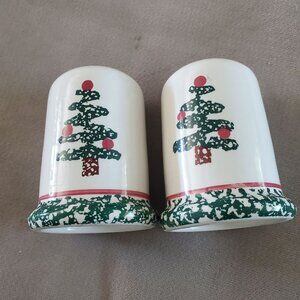 Furio Sponge Christmas Tree Salt & Pepper Shakers Italy Vintage Festive